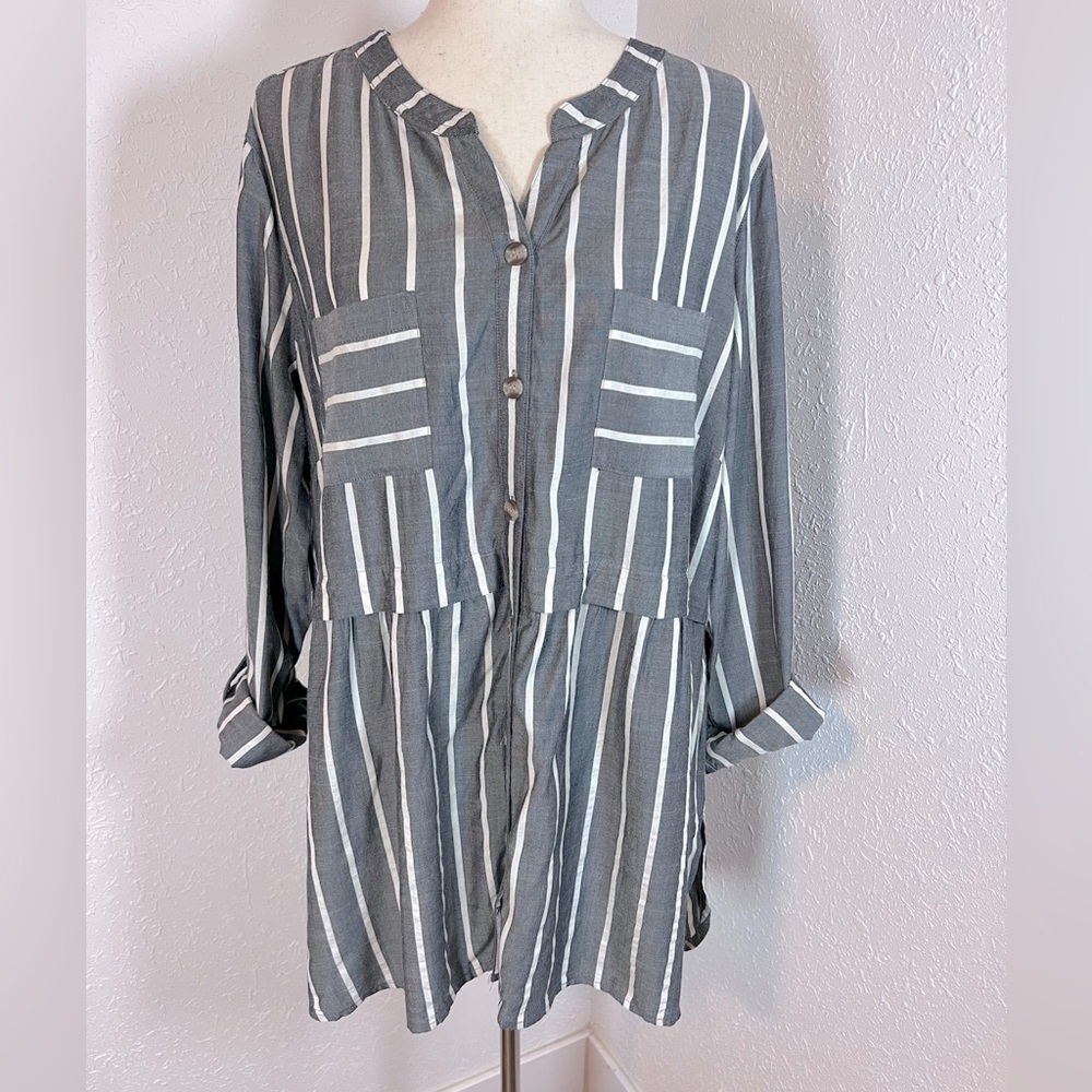 John Mark Striped Tunic Blouse